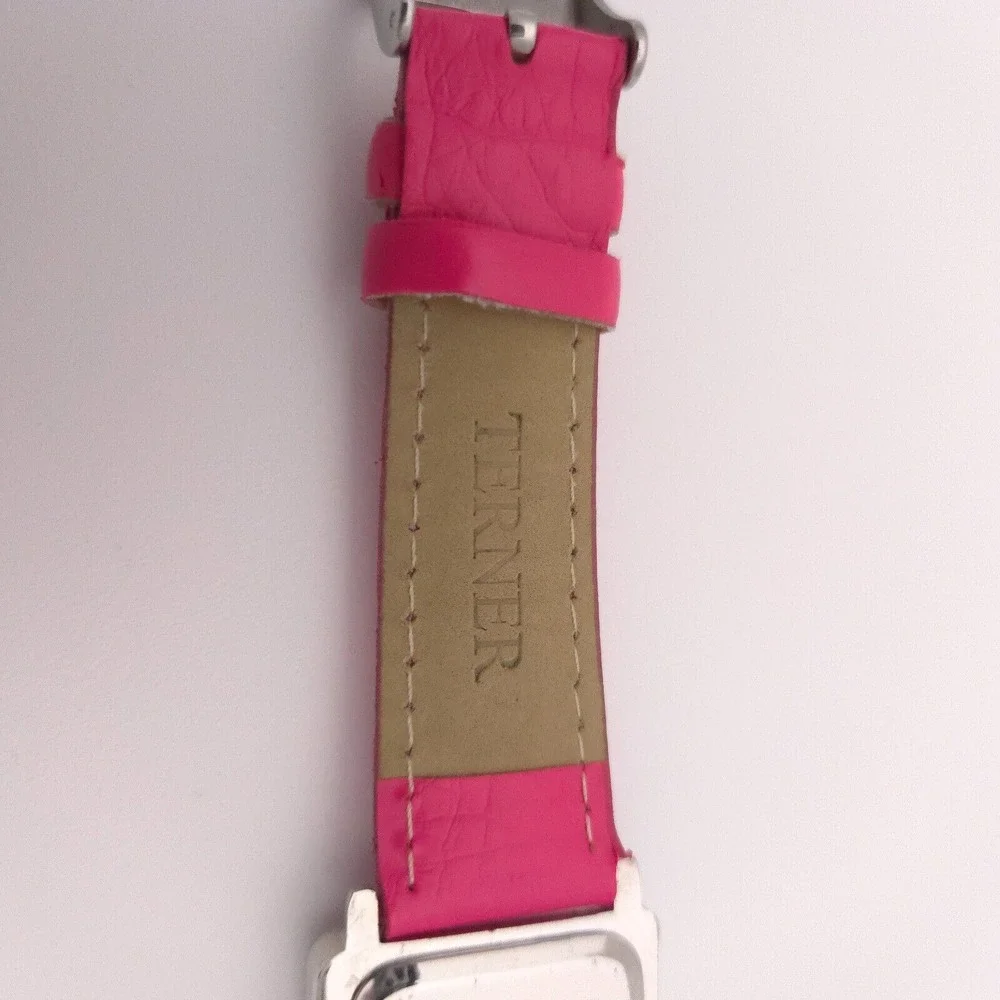 Women's Terner Pink & Silver‎ Toned Bling Wristwatch w/ Adjustable Buckle Band